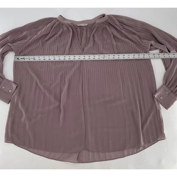 Soft Surroundings Plus Size Chloe Pleated Mauve Purple Sheer Blouse See Measure - Picture 10 of 12